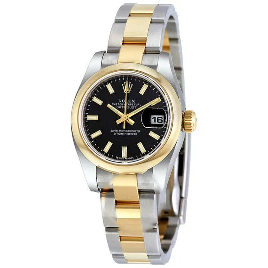 Original Rolex Lady Datejust 26 Black Dial Stainless Steel and 18K Yellow Gold Oyster Bracelet Automatic Watch 179163BKSO JMS always Bracelets Original Rolex Lady Datejust 26 Black Dial Stainless Steel and 18K Yellow Gold Oyster Bracelet Automatic Watch 179163BKSO JMS always Bracelets