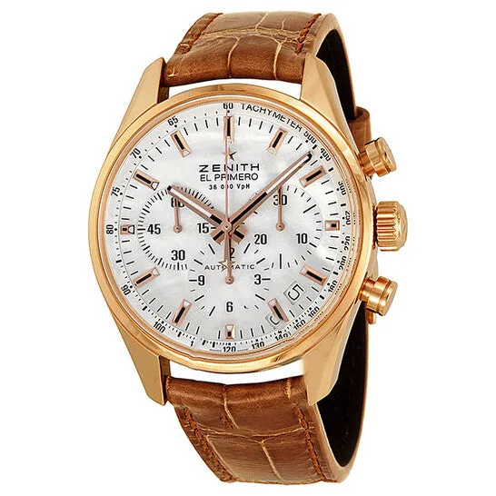 Original Zenith El Primero 36 000 VpH Mother of Pearl Dial 18kt Rose Gold Brown Leather Ladies Watch 18215040082C709 JMS always Watches Original Zenith El Primero 36 000 VpH Mother of Pearl Dial 18kt Rose Gold Brown Leather Ladies Watch 18215040082C709 JMS always Watches