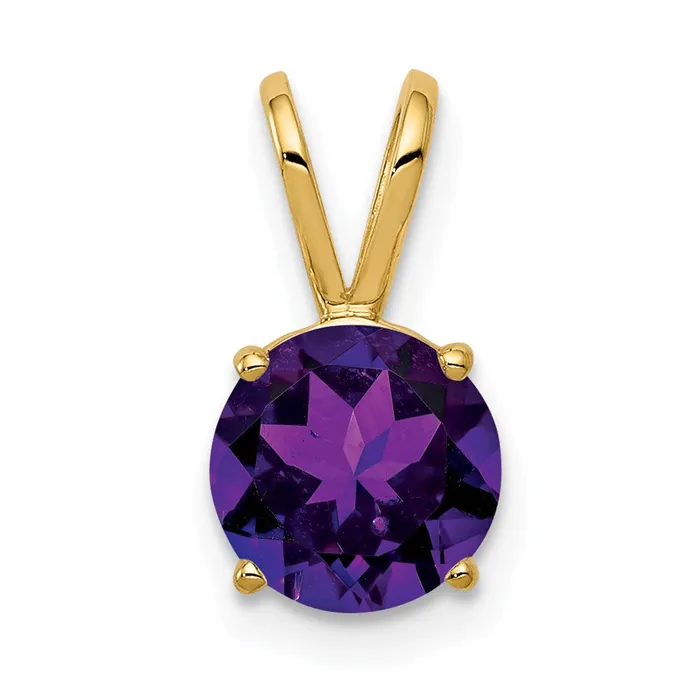 PreStyled Sets 14K Yellow Gold 7mm Amethyst Checker pendant Goldia