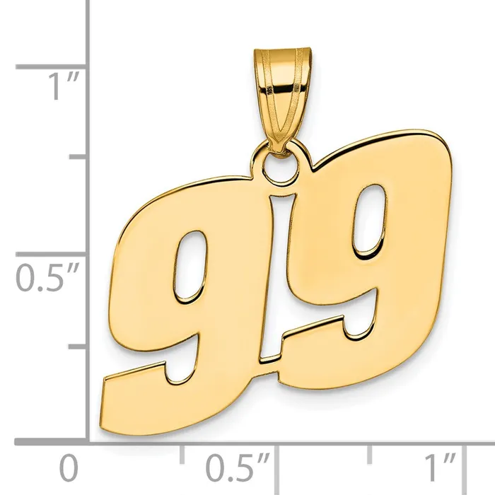 PreStyled Sets Goldia 14k Yellow Gold Polished Block Number 99 Pendant