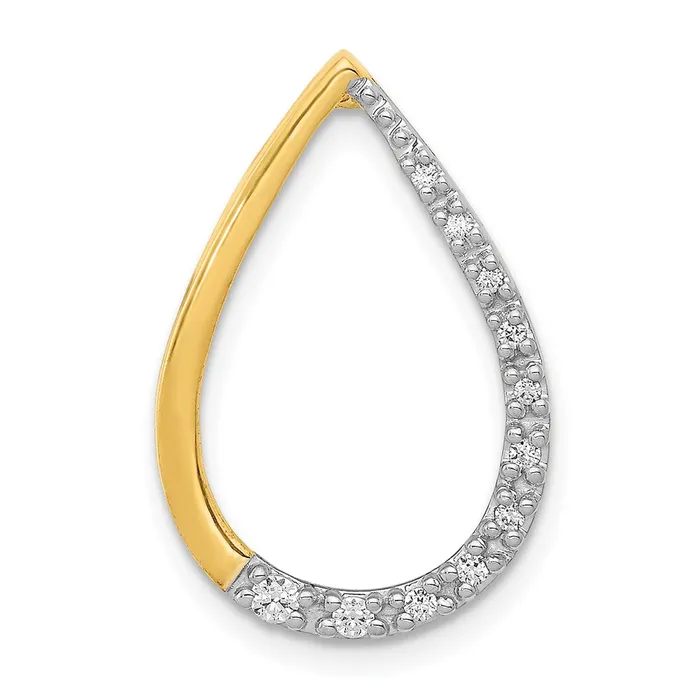 PreStyled Sets Goldia Solid 14k Yellow Gold Polished 110ct Simulated CZ Teardrop Chain Slide PreStyled Sets Goldia Solid 14k Yellow Gold Polished 110ct Simulated CZ Teardrop Chain Slide