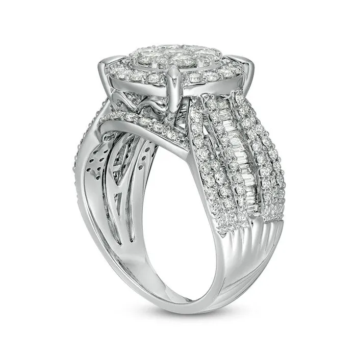 Previously Owned 20 CT TW Composite Natural Diamond Frame MultiRow Engagement Ring in Solid 10K White Gold Goldia Rings Previously Owned 20 CT TW Composite Natural Diamond Frame MultiRow Engagement Ring in Solid 10K White Gold Goldia Rings