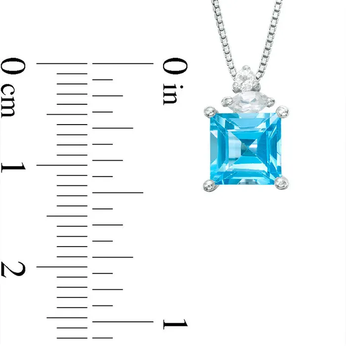 PrincessCut Blue and White Topaz Pendant in Sterling Silver Goldia Rings PrincessCut Blue and White Topaz Pendant in Sterling Silver Goldia Rings