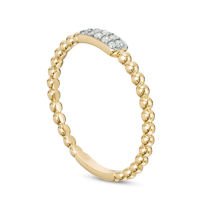 Rings 007 CT TW Composite Natural Diamond Rectangle Beaded Stackable Band in Solid 10K Yellow Gold Goldia Rings 007 CT TW Composite Natural Diamond Rectangle Beaded Stackable Band in Solid 10K Yellow Gold Goldia