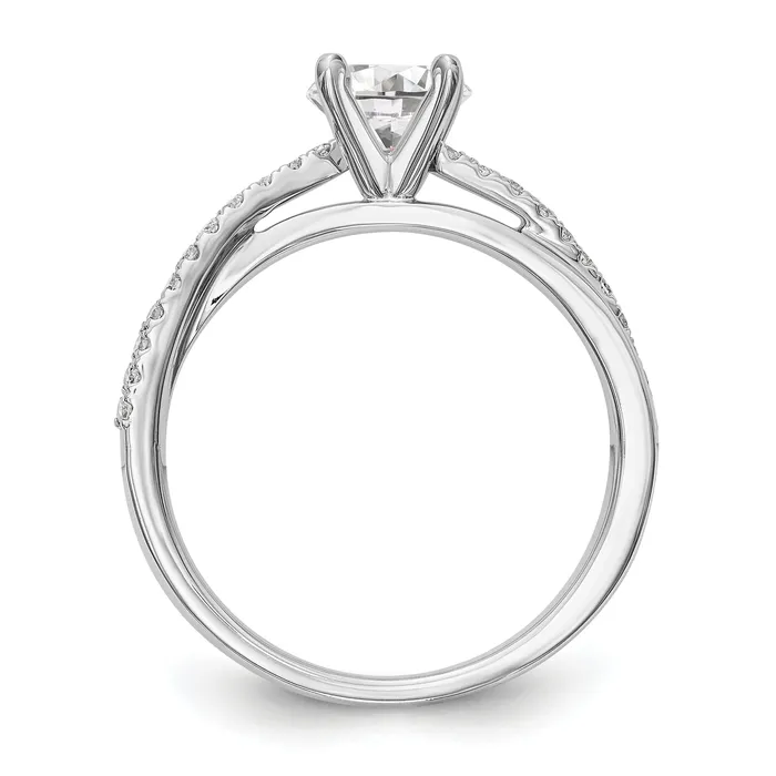 Rings 015ct CZ Solid Real 14k White Gold Peg Set ByPass Engagement Ring Goldia