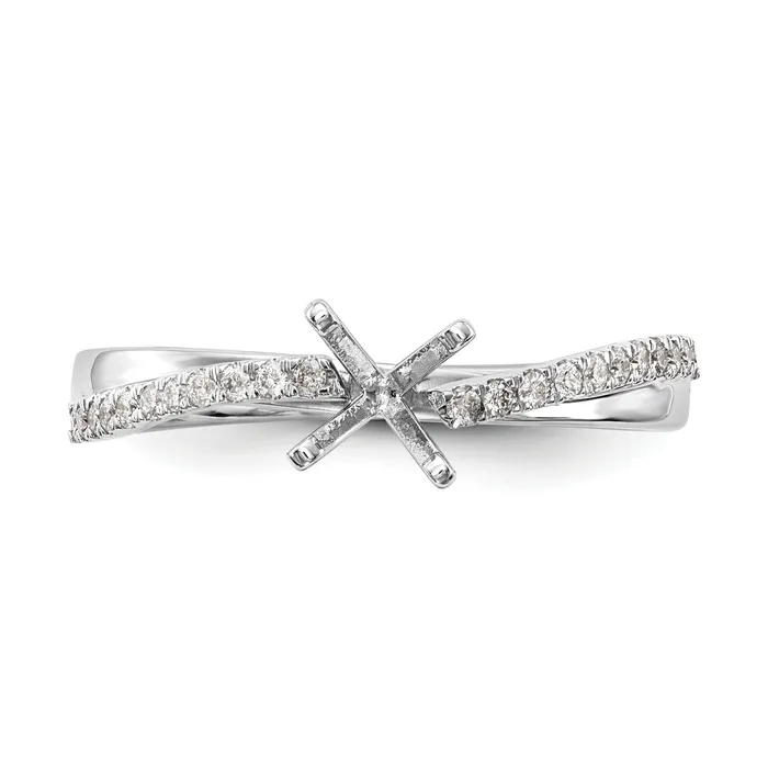 Rings 015ct CZ Solid Real 14k White Gold Peg Set ByPass Engagement Ring Goldia