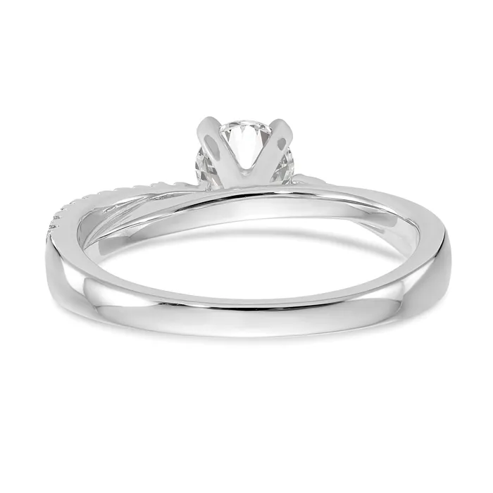 Rings 015ct CZ Solid Real 14k White Gold Peg Set ByPass Engagement Ring Goldia