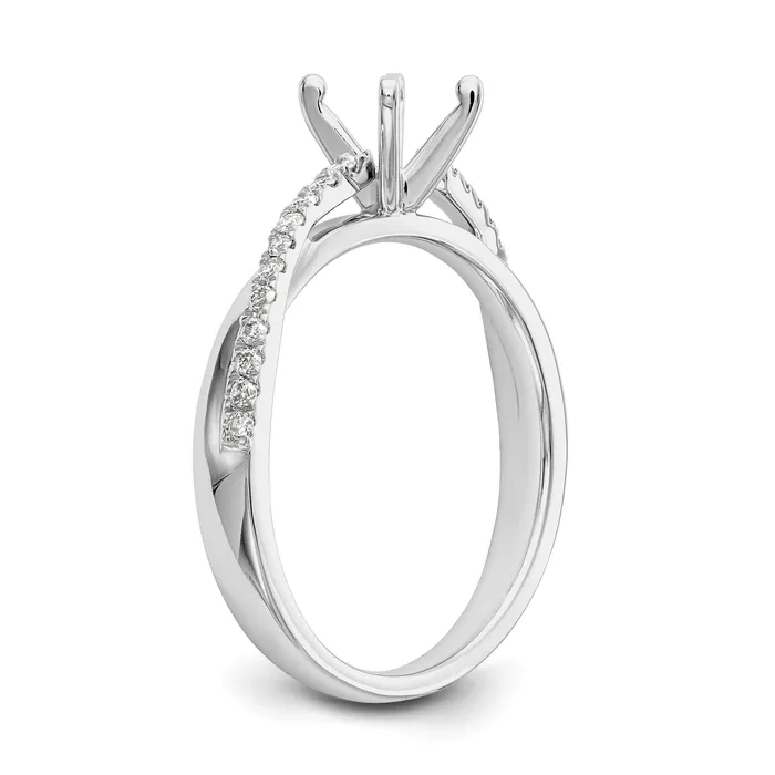 Rings 015ct CZ Solid Real 14k White Gold Peg Set ByPass Engagement Ring Goldia