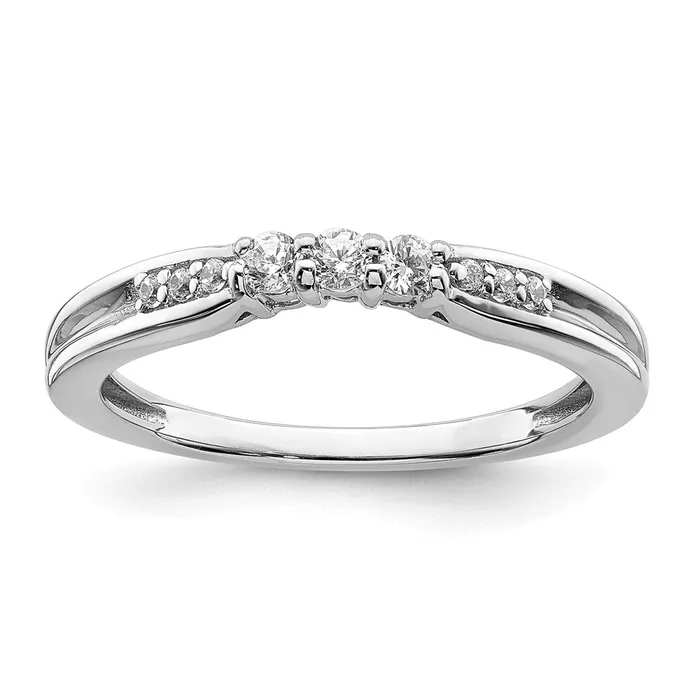 Rings 018ct CZ Solid Real 14k White Gold Wedding Band Ring Goldia