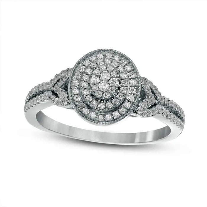 Rings 033 CT TW Composite Natural Diamond Double Oval Frame Antique VintageStyle Engagement Ring in Solid 10K White Gold Goldia Rings 033 CT TW Composite Natural Diamond Double Oval Frame Antique VintageStyle Engagement Ring in Solid 10K White Gold Goldia