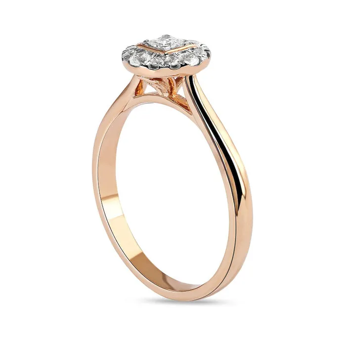 Rings 033 CT TW PrincessCut Natural Diamond Round Frame Engagement Ring in Solid 10K Rose Gold II3 Goldia Rings 033 CT TW PrincessCut Natural Diamond Round Frame Engagement Ring in Solid 10K Rose Gold II3 Goldia