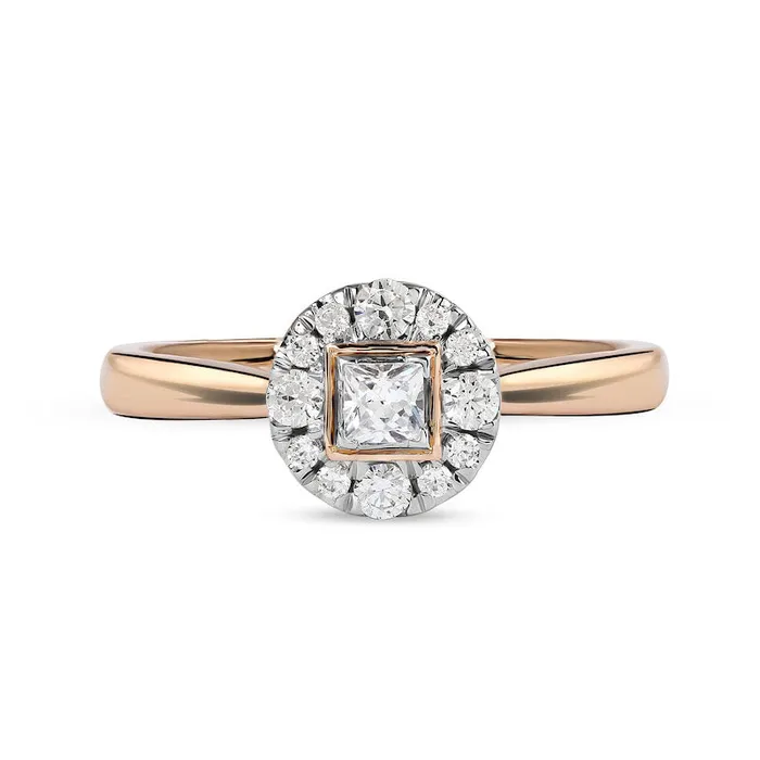 Rings 033 CT TW PrincessCut Natural Diamond Round Frame Engagement Ring in Solid 10K Rose Gold II3 Goldia Rings 033 CT TW PrincessCut Natural Diamond Round Frame Engagement Ring in Solid 10K Rose Gold II3 Goldia