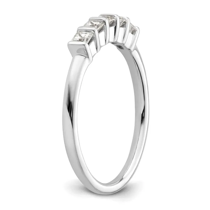 Rings 033ct CZ Solid Real 14K White Gold 5Stone Wedding Band Ring Goldia