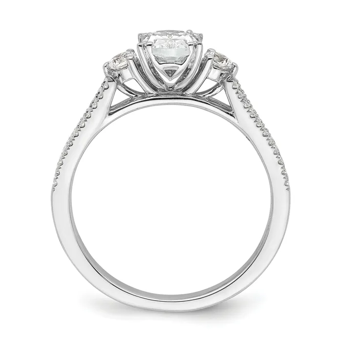 Rings 050ct CZ Solid Real 14k White Polish 3 Stone 12ct Oval Eng Dia Ring Goldia