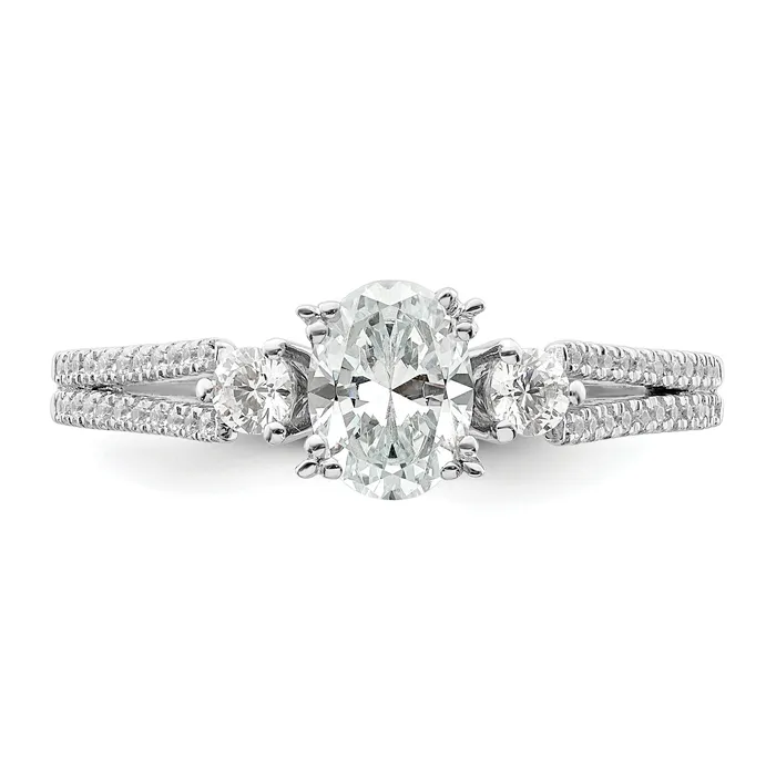 Rings 050ct CZ Solid Real 14k White Polish 3 Stone 12ct Oval Eng Dia Ring Goldia