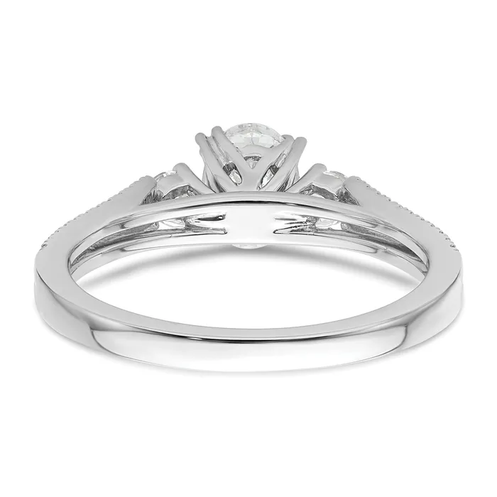 Rings 050ct CZ Solid Real 14k White Polish 3 Stone 12ct Oval Eng Dia Ring Goldia