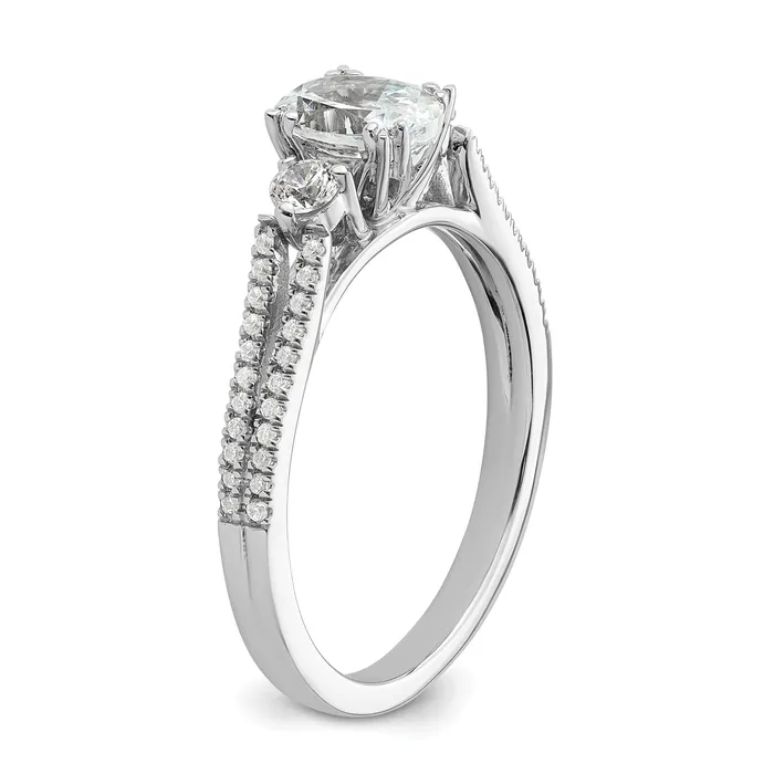 Rings 050ct CZ Solid Real 14k White Polish 3 Stone 12ct Oval Eng Dia Ring Goldia