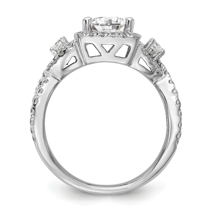 Rings 075ct CZ Solid Real 14K White Gold Princess Cushion Halo Engagement Ring Goldia