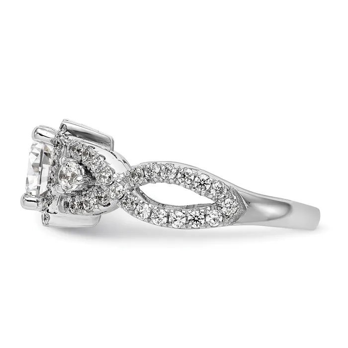 Rings 075ct CZ Solid Real 14K White Gold Princess Cushion Halo Engagement Ring Goldia