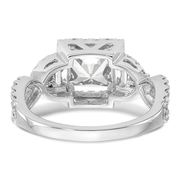 Rings 075ct CZ Solid Real 14K White Gold Princess Cushion Halo Engagement Ring Goldia