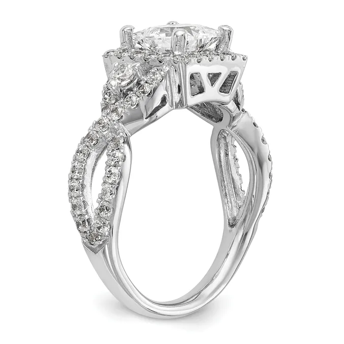 Rings 075ct CZ Solid Real 14K White Gold Princess Cushion Halo Engagement Ring Goldia