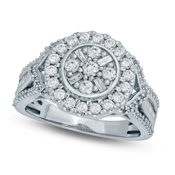 Rings 10 CT TW Composite Natural Diamond Frame MultiRow Engagement Ring in Solid 10K White Gold Goldia Rings 10 CT TW Composite Natural Diamond Frame MultiRow Engagement Ring in Solid 10K White Gold Goldia