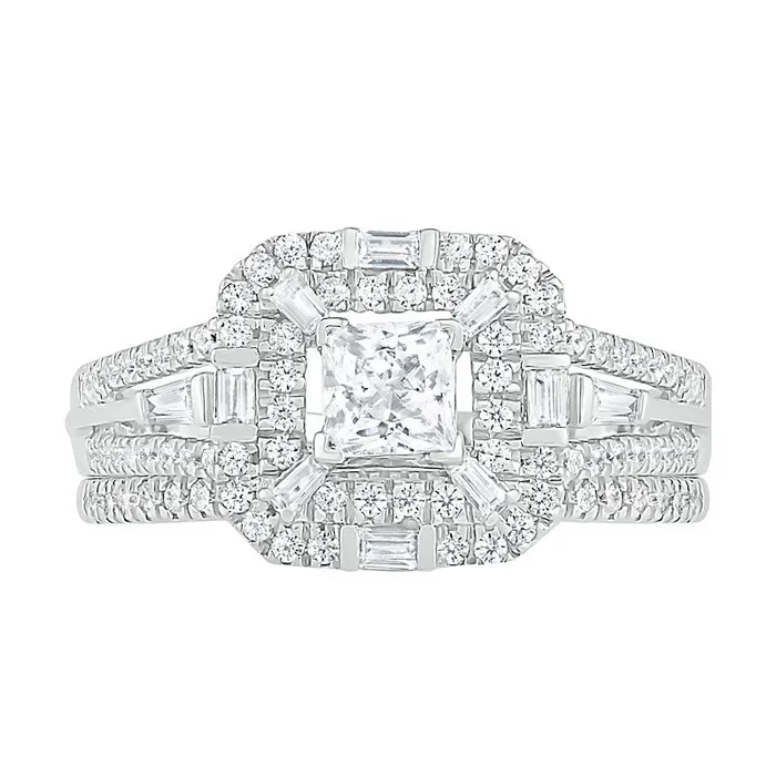 Rings 10 CT TW MultiShape Natural Diamond Double Octagonal Frame Bridal Engagement Ring Set in Solid 10K White Gold Goldia Rings 10 CT TW MultiShape Natural Diamond Double Octagonal Frame Bridal Engagement Ring Set in Solid 10K White Gold Goldia