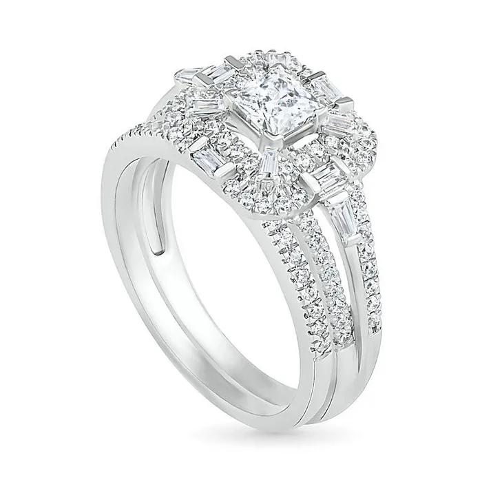 Rings 10 CT TW MultiShape Natural Diamond Double Octagonal Frame Bridal Engagement Ring Set in Solid 10K White Gold Goldia Rings 10 CT TW MultiShape Natural Diamond Double Octagonal Frame Bridal Engagement Ring Set in Solid 10K White Gold Goldia