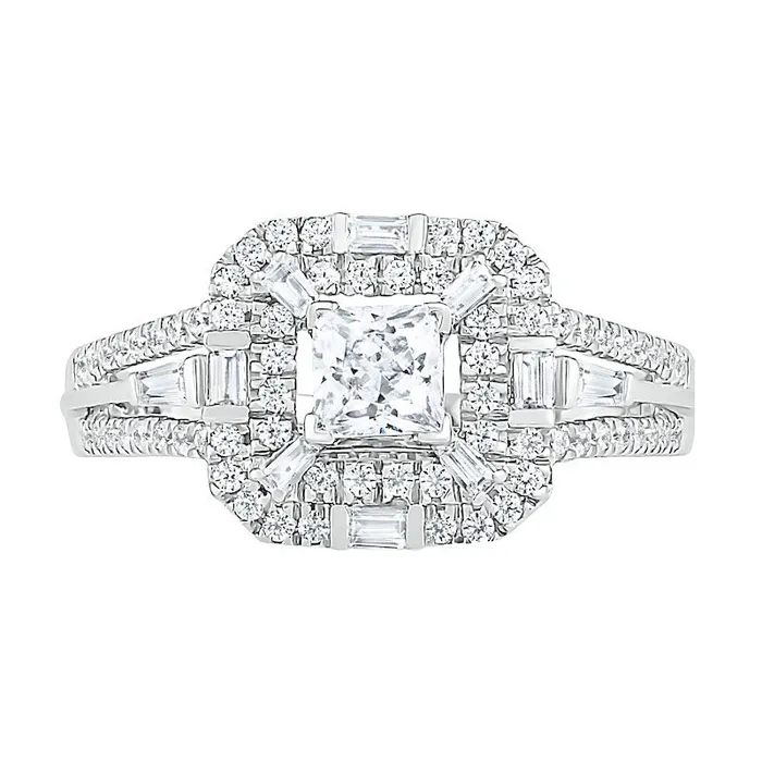 Rings 10 CT TW MultiShape Natural Diamond Double Octagonal Frame Bridal Engagement Ring Set in Solid 10K White Gold Goldia Rings 10 CT TW MultiShape Natural Diamond Double Octagonal Frame Bridal Engagement Ring Set in Solid 10K White Gold Goldia