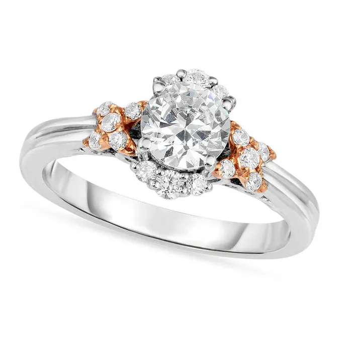 Rings 10 CT TW Natural Diamond X Collar Engagement Ring in Solid 14K TwoTone Gold Goldia Rings 10 CT TW Natural Diamond X Collar Engagement Ring in Solid 14K TwoTone Gold Goldia