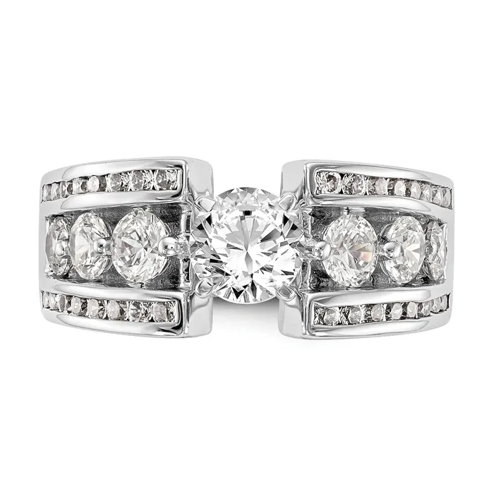 Rings 130ct CZ Solid Real 14K White Gold Peg Set Engagement Ring Goldia