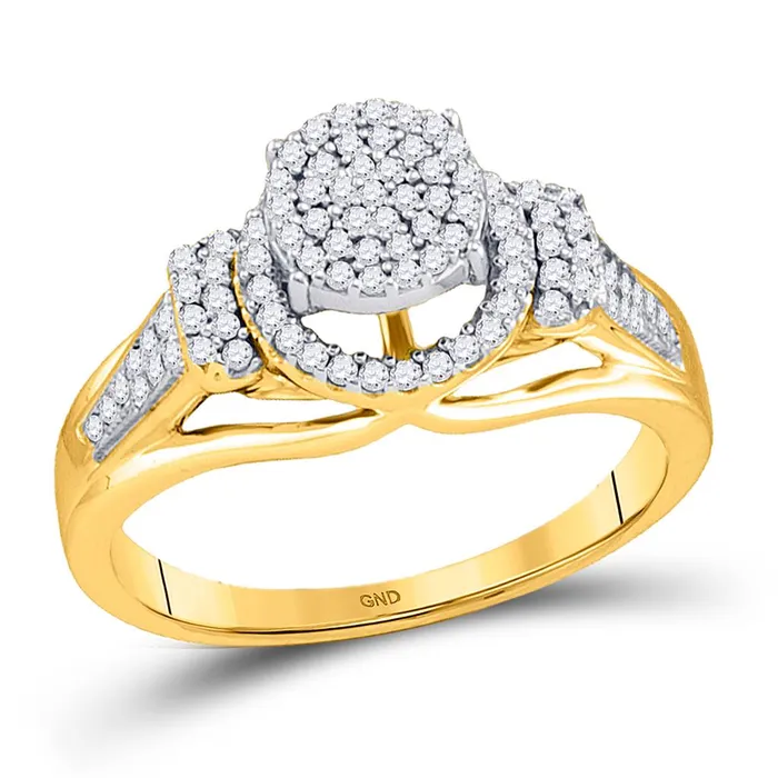 Rings 10k Yellow Gold Round Diamond Cluster Ring 13 Cttw gndatlanta
