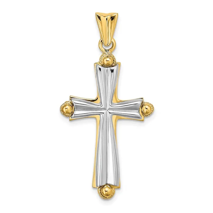 Rings 14k Twotone Gold Solid Fashion Cross Charm Goldia