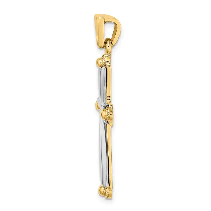 Rings 14k Twotone Gold Solid Fashion Cross Charm Goldia