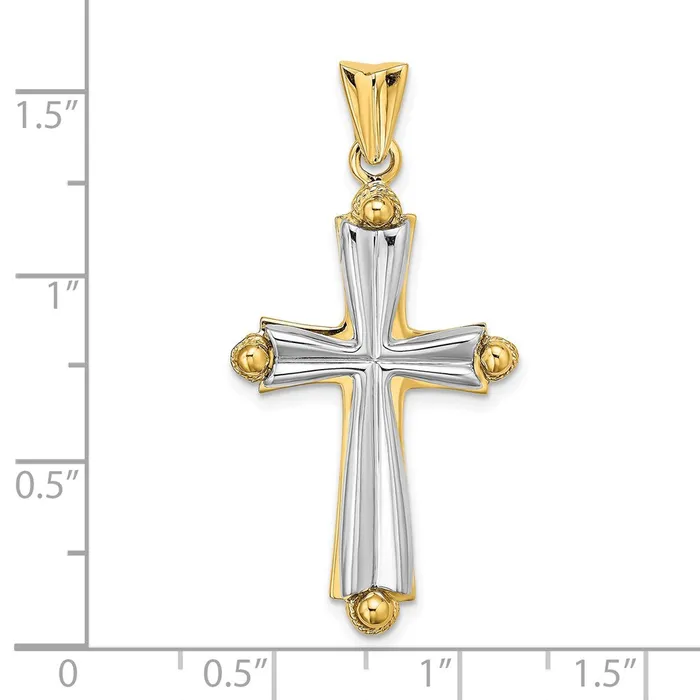 Rings 14k Twotone Gold Solid Fashion Cross Charm Goldia