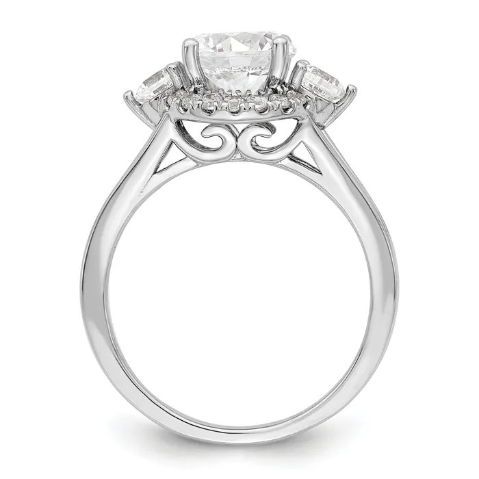 Rings 14k White Gold 12 Ct Lab Grown Diamond VSSI G 1 12 Ct Center Round Three Stone Engagement Ring Goldia