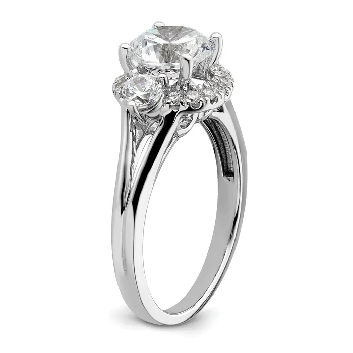 Rings 14k White Gold 12 Ct Lab Grown Diamond VSSI G 1 12 Ct Center Round Three Stone Engagement Ring Goldia