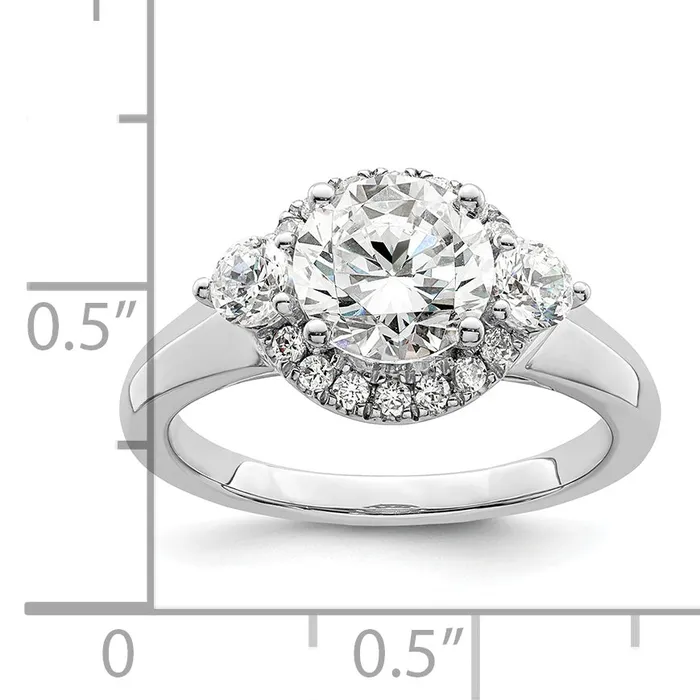 Rings 14k White Gold 12 Ct Lab Grown Diamond VSSI G 1 12 Ct Center Round Three Stone Engagement Ring Goldia