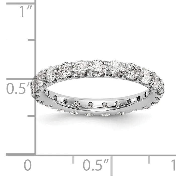 Rings 14k White Gold 2 Ct Lab Grown Diamond VSSI G Shared Prong Eternity Band Ring Goldia