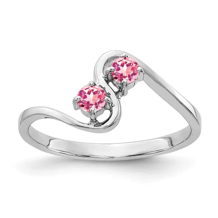 Rings 14k White Gold 3mm Pink Tourmaline ring Goldia