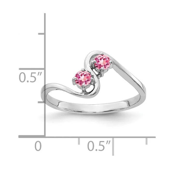 Rings 14k White Gold 3mm Pink Tourmaline ring Goldia
