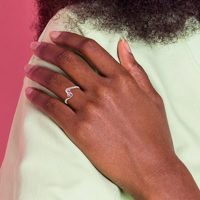 Rings 14k White Gold 3mm Pink Tourmaline ring Goldia
