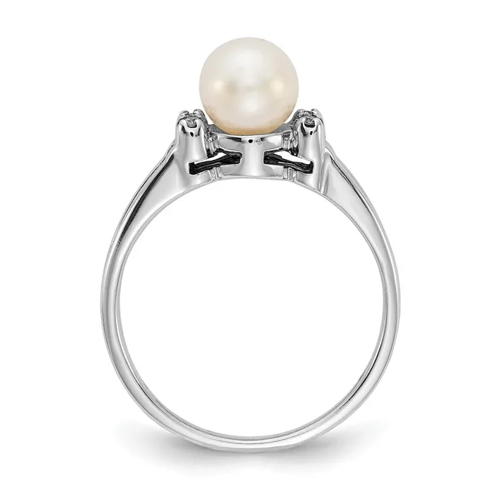 Rings 14k White Gold 6mm FW Cultured Pearl A Real Diamond ring Goldiacom