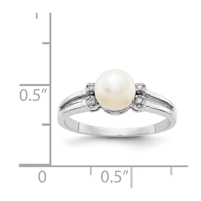 Rings 14k White Gold 6mm FW Cultured Pearl A Real Diamond ring Goldiacom