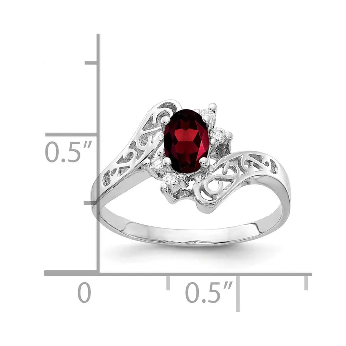 Rings 14k White Gold 6x4mm Oval Garnet A Real Diamond ring Goldiacom
