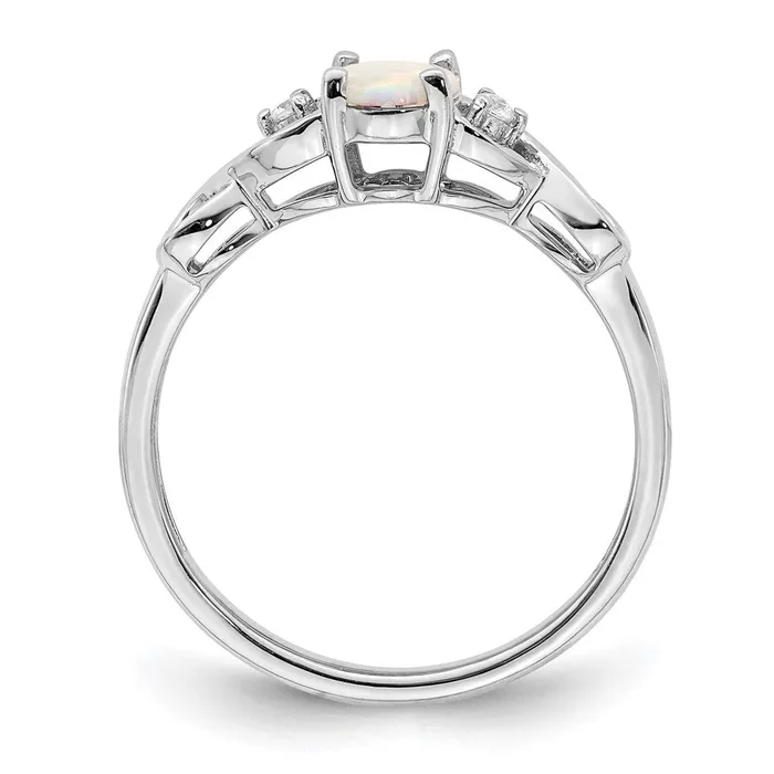 Rings 14k White Gold Created Opal and Real Diamond Ring Goldia
