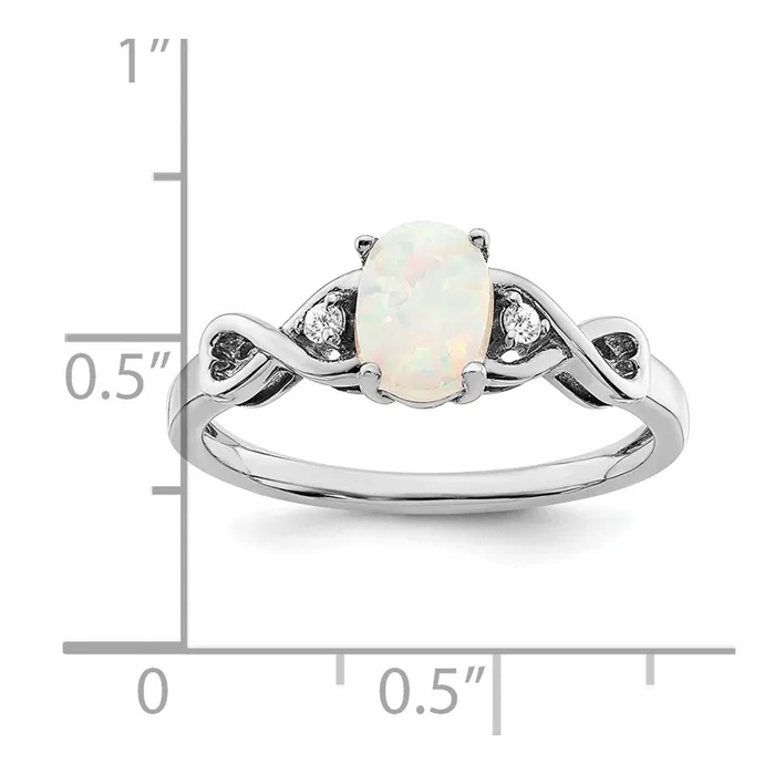 Rings 14k White Gold Created Opal and Real Diamond Ring Goldia