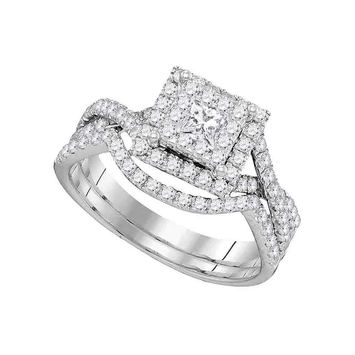 Rings 14k White Gold Princess Diamond Bridal Wedding Ring Set 78 Cttw gndatlanta Rings 14k White Gold Princess Diamond Bridal Wedding Ring Set 78 Cttw gndatlanta