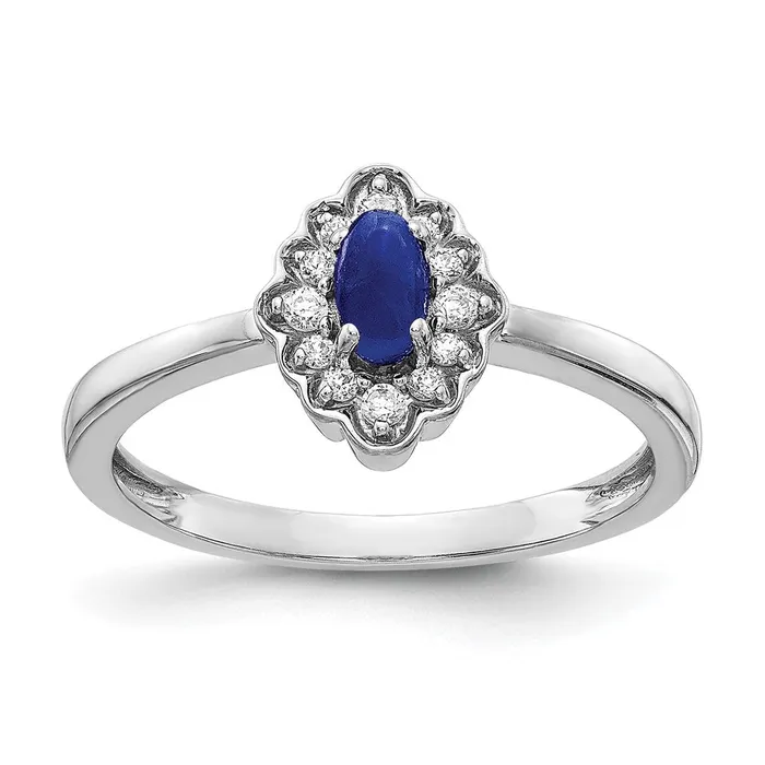 Rings 14k White Gold Real Diamond and Oval Cabochon Sapphire Ring Goldiacom Rings 14k White Gold Real Diamond and Oval Cabochon Sapphire Ring Goldiacom