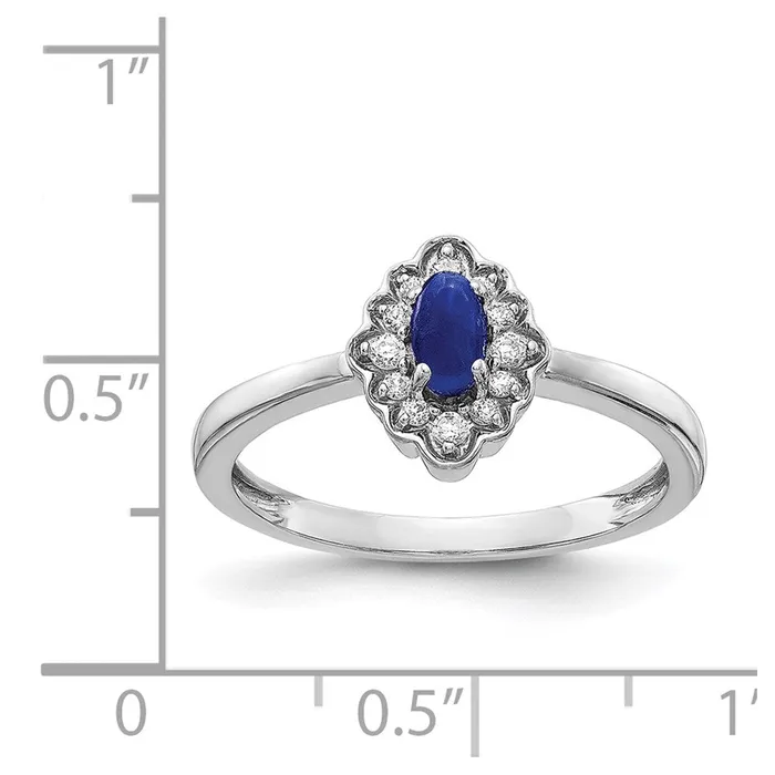 Rings 14k White Gold Real Diamond and Oval Cabochon Sapphire Ring Goldiacom
